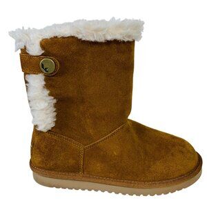 Koolaburra UGG Suede Button Mid Calf Boots Classic Tan Brown Suede Sz 7 Winter